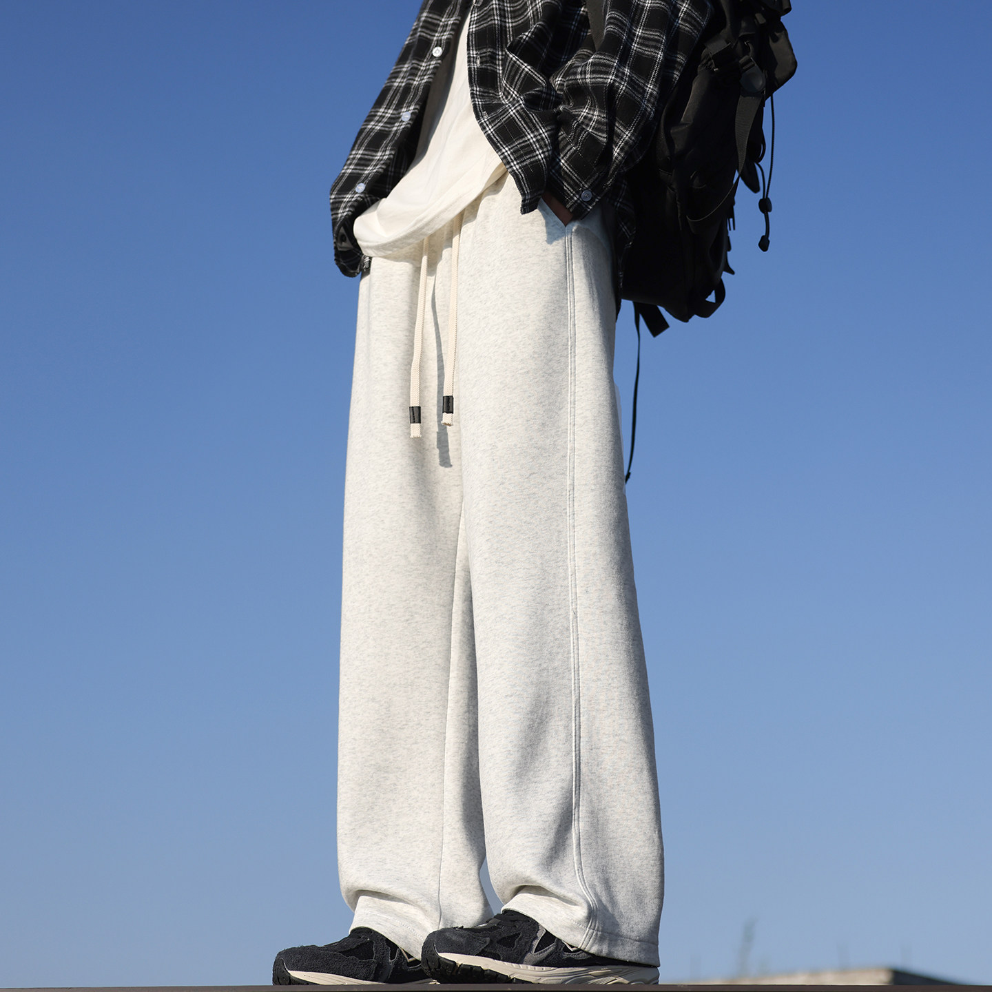 拉夏贝尔美式潮牌直筒加厚运动休闲卫裤男士冬季新款加绒复古长裤,淘宝优惠券,粉丝福利购,淘宝优惠卷