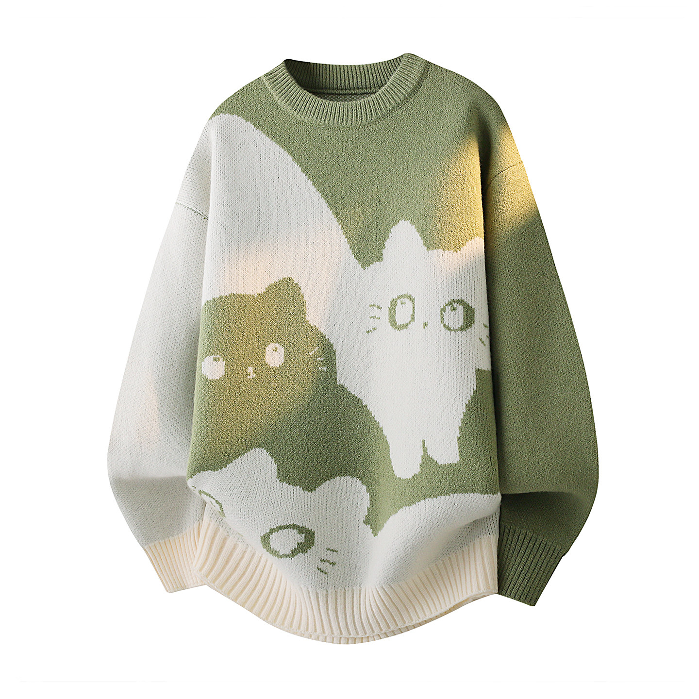 拉夏贝尔猫猫童趣设计感毛衣冬季圆领加绒男针织衫可爱情侣装新款,淘宝优惠券,粉丝福利购,淘宝优惠卷