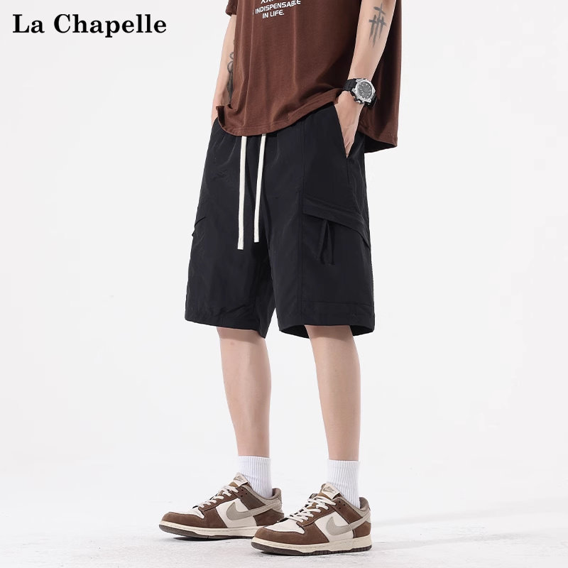 拉夏贝尔夏季冰感透气短裤男2025夏季新款美式阔腿时尚百搭裤子潮,淘宝优惠券,粉丝福利购,淘宝优惠卷