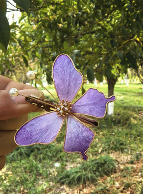 简约手工蚕丝绒花边夹时