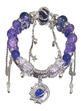 冰透感紫蝴蝶流苏手链小众设计高颜值仙女手工串珠饰品爆款手链女