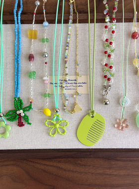 清新绿色系项链合集手工串珠锁骨链choker轻奢设计感小众颈链项链