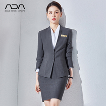 Career Suit Women Autumn Winter Hotel Receptionist FASHION TEMPERAMENT SUIT POSITIVE DRESS HIGH-END GREY WORKING CLOTHING