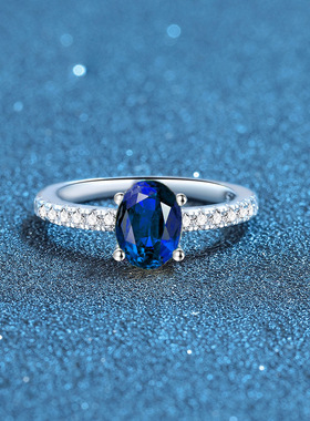 S925纯银蛋形黄色绿色蓝色海蓝色满钻闭口女戒指四色简约韩式风格