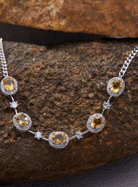 热卖Temu跨境饰品爆款S925纯银天然石榴托帕透辉石彩宝手链女