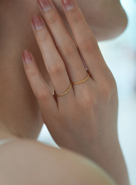 14k包金素圈叠戴戒指不褪色