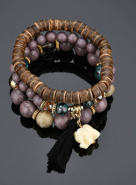 波西米亚复古简约可爱木头吊坠