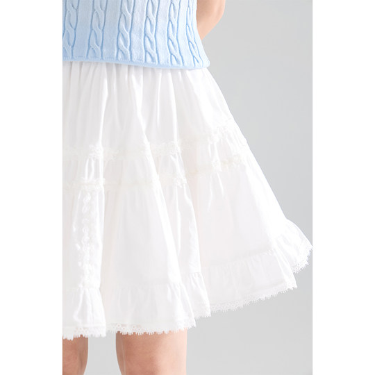 【奶芙朵朵】高密全棉 夏日百搭蓬蓬白色蛋糕腰裙女童夏季新款