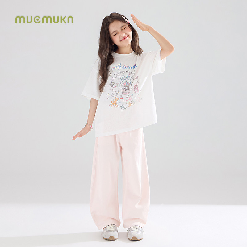 【心愿童话】雪花棉柔软宽松手绘印花短袖T恤夏日T恤女童夏季新,淘宝优惠券,粉丝福利购,淘宝优惠卷