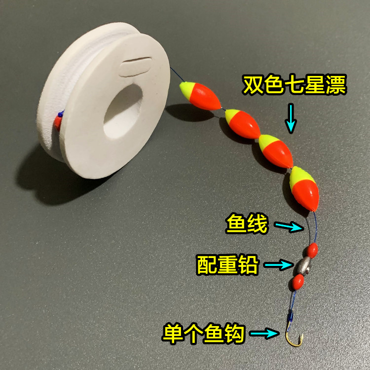 儿童鱼竿备用线组传统七星漂线组钓鱼小金鱼绑好鱼钩浮漂1米鱼线-图0