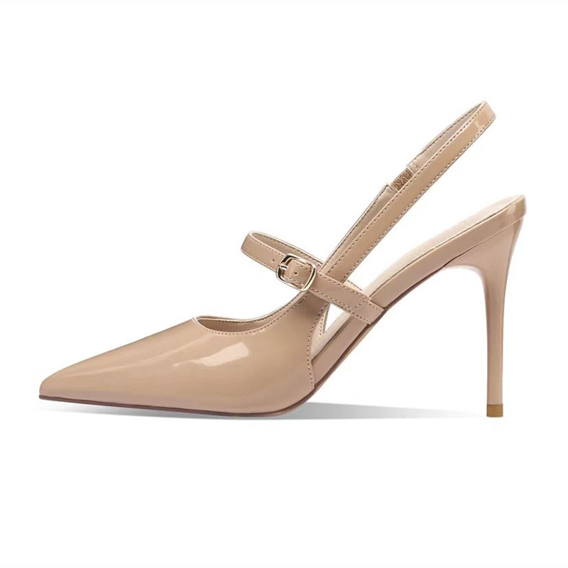 尖头细跟裸色高跟鞋设计感小众气质名媛包头凉鞋女一字扣带仙女风,淘宝优惠券,粉丝福利购,淘宝优惠卷