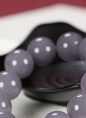 真品天然和田玉冰烟紫圆珠手串青海料烟紫手串手链男女款