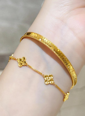 足金999龙鳞手镯金包银鱼鳞手环