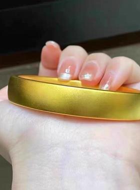 正品金包银贵妃宽版素圈手镯女古法轮胎手环爆款霸气妈妈镯送礼物