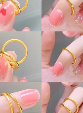 越南沙金光面素圈指环