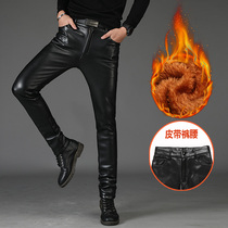 100 Li Leather Pants Mens Young Manmade Small Feet Plus Suede Thickened Warm Waterproof Windproof Motorcycle Mens Locomotive Pants