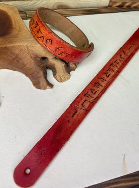 [打叔创造物]抑郁症主题 头层植鞣养牛皮手工雕刻手镯环小众