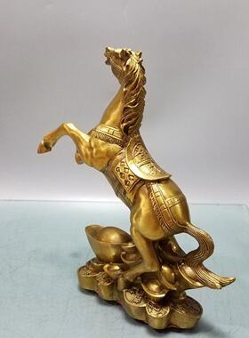 黄铜发财马摆件立马元宝马生肖马家居装饰品店铺开业礼品马到成功