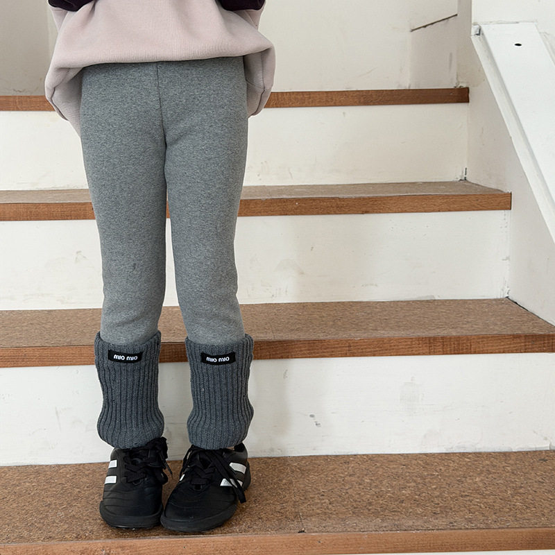 【加绒】艾摩贝贝女童新款宝宝时髦撞色修身百搭拼接袜套打底裤,淘宝优惠券,粉丝福利购,淘宝优惠卷