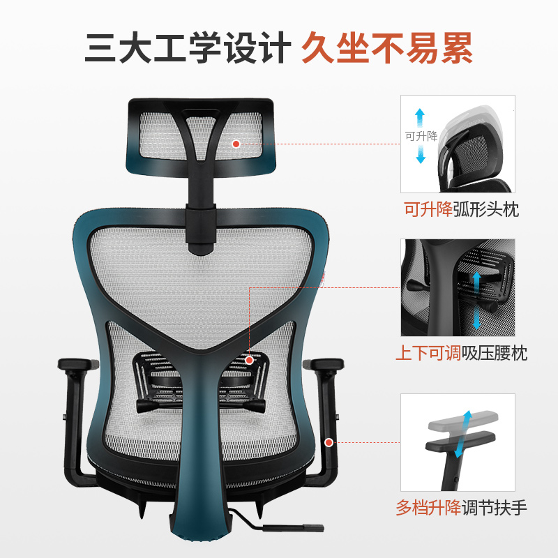歌德利G18/G19电脑椅人体工学椅子靠背家用乳胶老板电竞办公转椅多图3