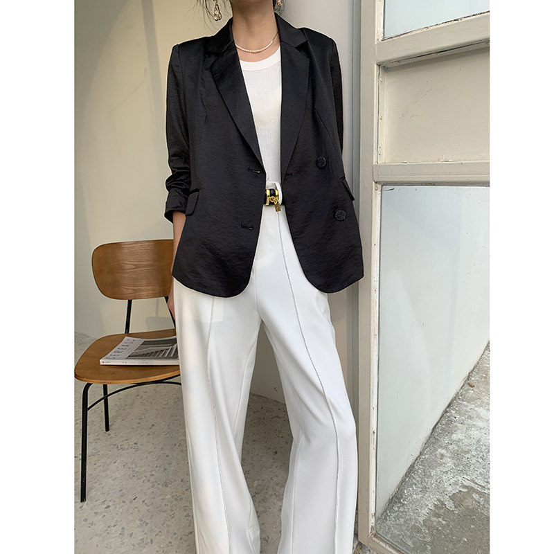 黑色西装裤直筒宽松高腰显瘦长裤子 诞恩休闲裤