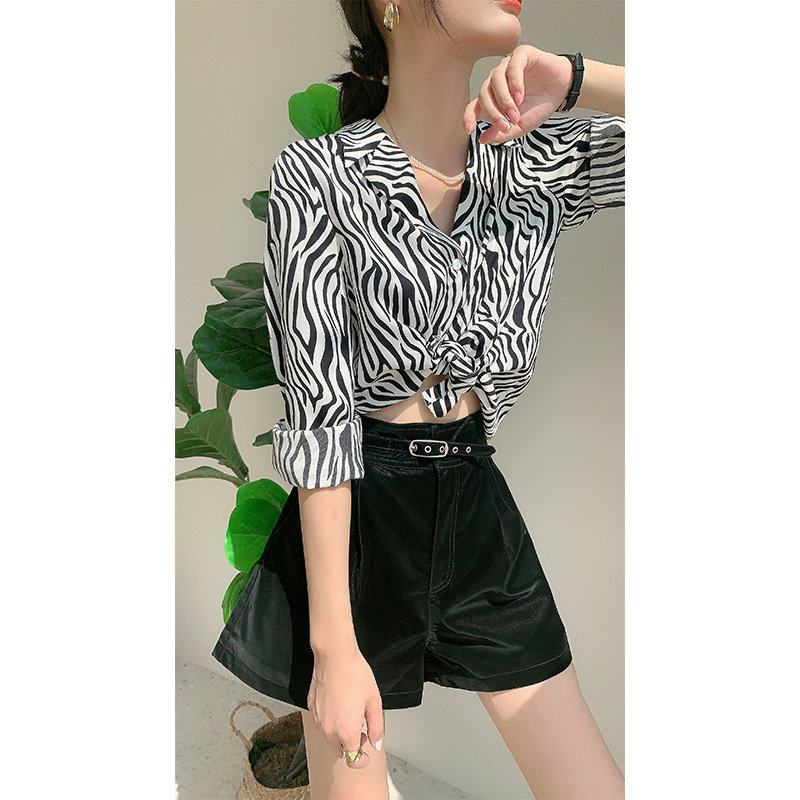 条纹女士设计感小众港风斑马纹衬衫 诞恩衬衫