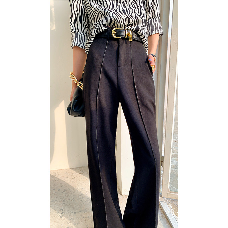 黑色西装裤直筒宽松高腰显瘦长裤子 诞恩休闲裤