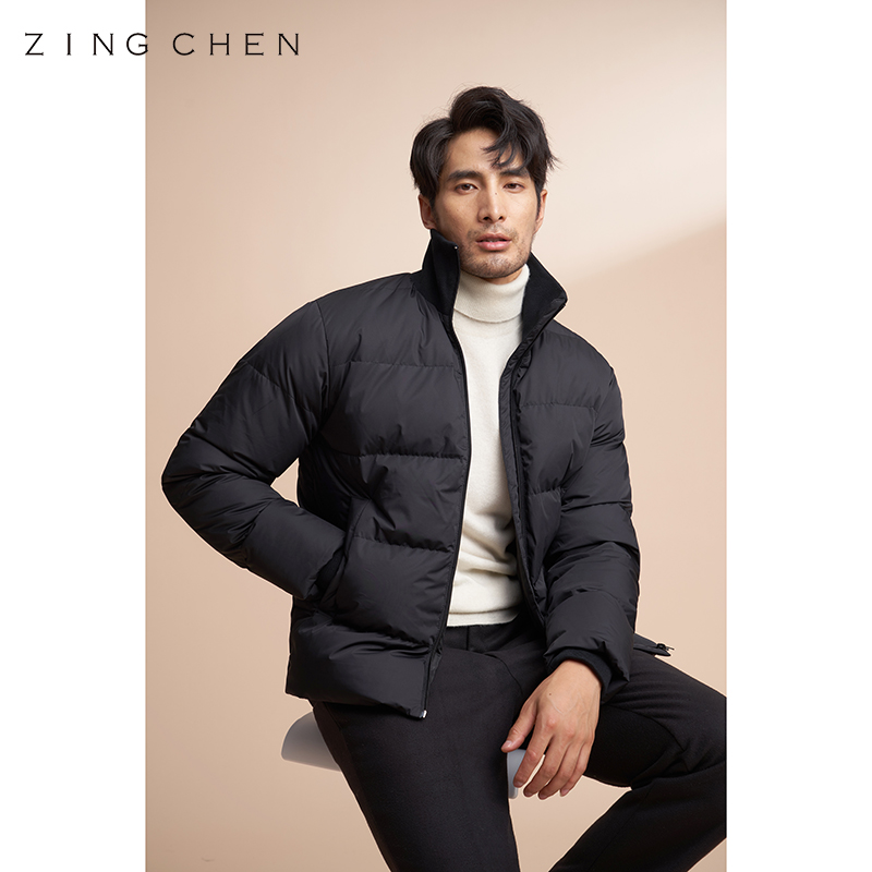 【防水科技面料】ZINGCHEN短款羽绒服男 90白鸭绒士加厚面包服 - 图0