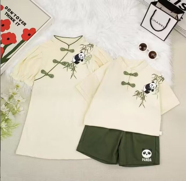 Special Guofeng Parent -Child Parent -Child PoLO Shirt, a family of three Tang dresses, new cheongsam new frying street mother and daughter dress