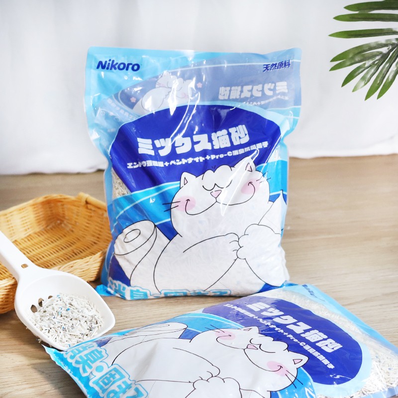 日本nikoro妮可露猫砂混合豆腐砂膨润土除臭猫沙成猫幼猫15kg整箱 - 图2