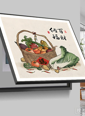 新中式【好事连连】餐厅客厅电表箱简约艺术免打孔多媒体装饰画