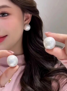 撤柜高级感简约红色珠子耳钉女百搭新年款车里子红开口笑珠珠耳饰