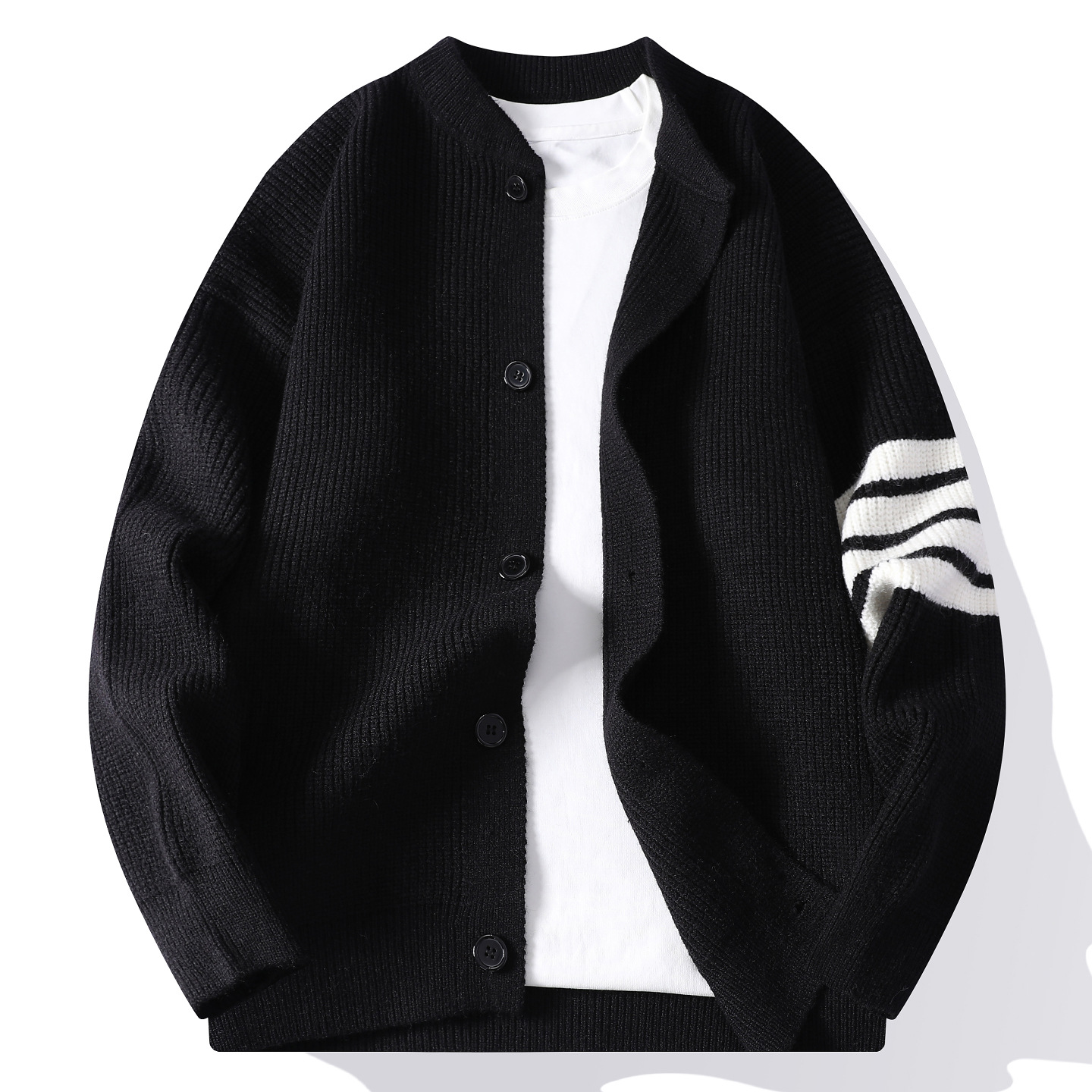 香港撤柜冬季加厚毛衣开衫男孩高中初中学生针织打底衫青少年大童 - 图0