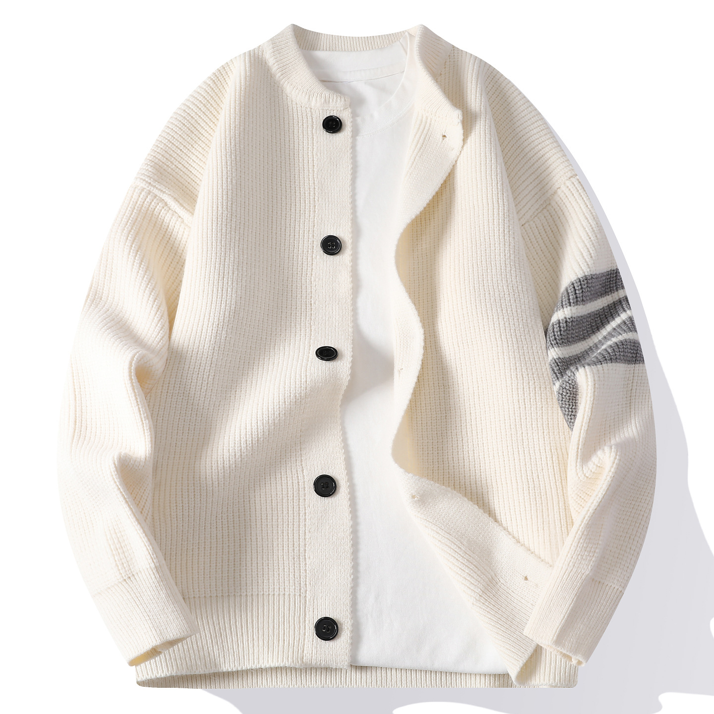 香港撤柜冬季加厚毛衣开衫男孩高中初中学生针织打底衫青少年大童 - 图1