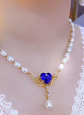 撤柜温柔风珍珠颈饰合集轻奢珍珠花朵蓝色爱心吊坠款精致吊坠百搭