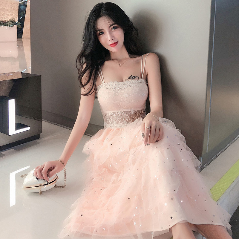 夜店长款蓬蓬蕾丝夏季气质连衣裙 陌鲨连衣裙