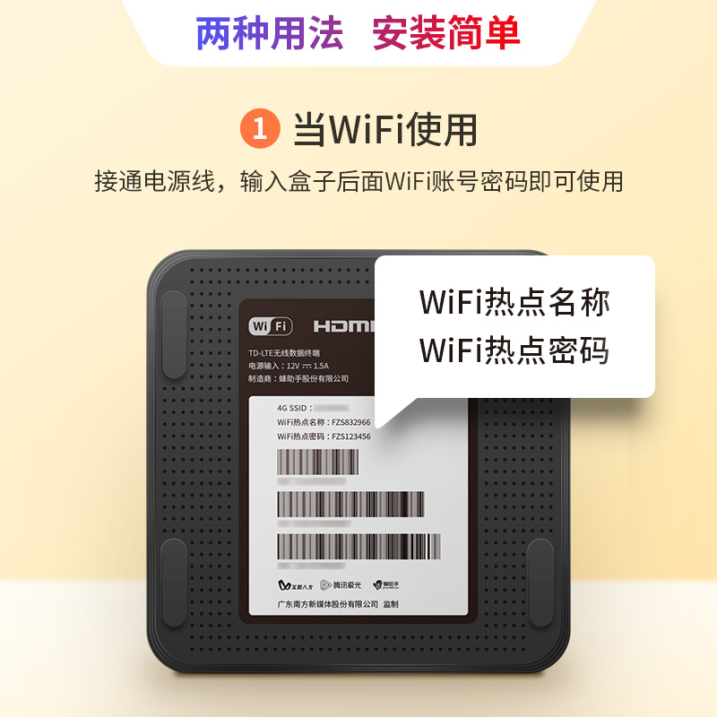 蜂助手4G盒子F2(极光TV版) CPE路由器随身WiFi无线上网车载网络 4K电视高清机顶盒 - 图1