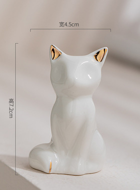 陶瓷金色大象狐狸小摆件电镀动物橱窗家居轻奢高档创意装饰品批发