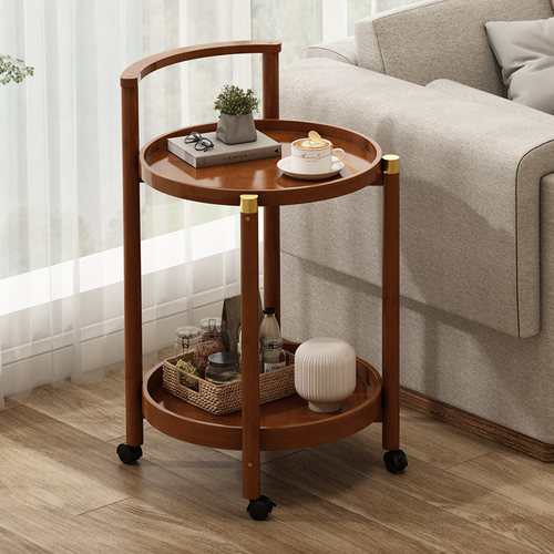 沙发边几茶几茶桌可移动客厅小户型圆桌侧边边柜置物柜零食小推车 - 图3