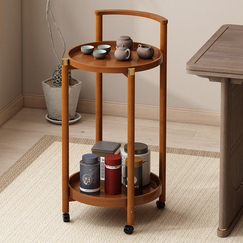 沙发边几茶几茶桌可移动客厅小户型圆桌侧边边柜置物柜零食小推车 - 图1