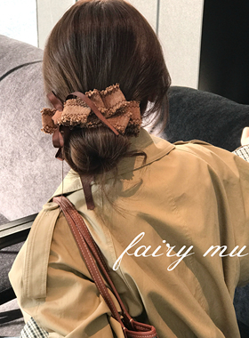 查特学院秋冬蝴蝶结甜美发夹女13cm香蕉夹丸子头可爱发饰盘发气质