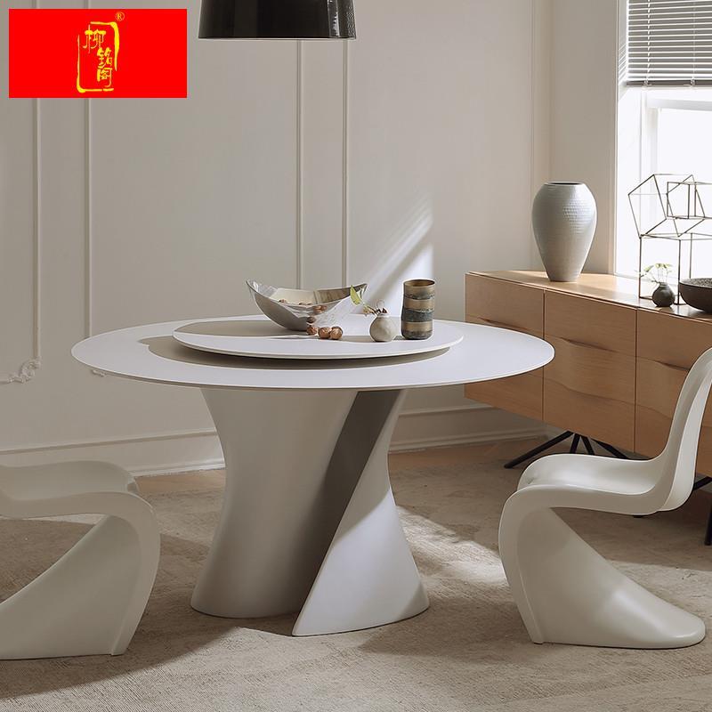比特/北欧丹麦设计师大理石餐桌洽谈桌岩板别墅圆桌阳台桌咖啡桌-图1