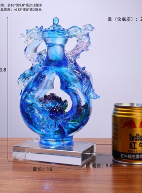 琉璃龙凤宝瓶摆件客厅卧室摆放工艺品花开富贵牡丹瓶和美装饰