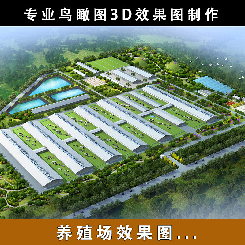 畜牧业养殖场鸟瞰图养鸡场养牛场养猪厂等养殖行业设计代画效果图,淘宝优惠券,粉丝福利购,淘宝优惠卷