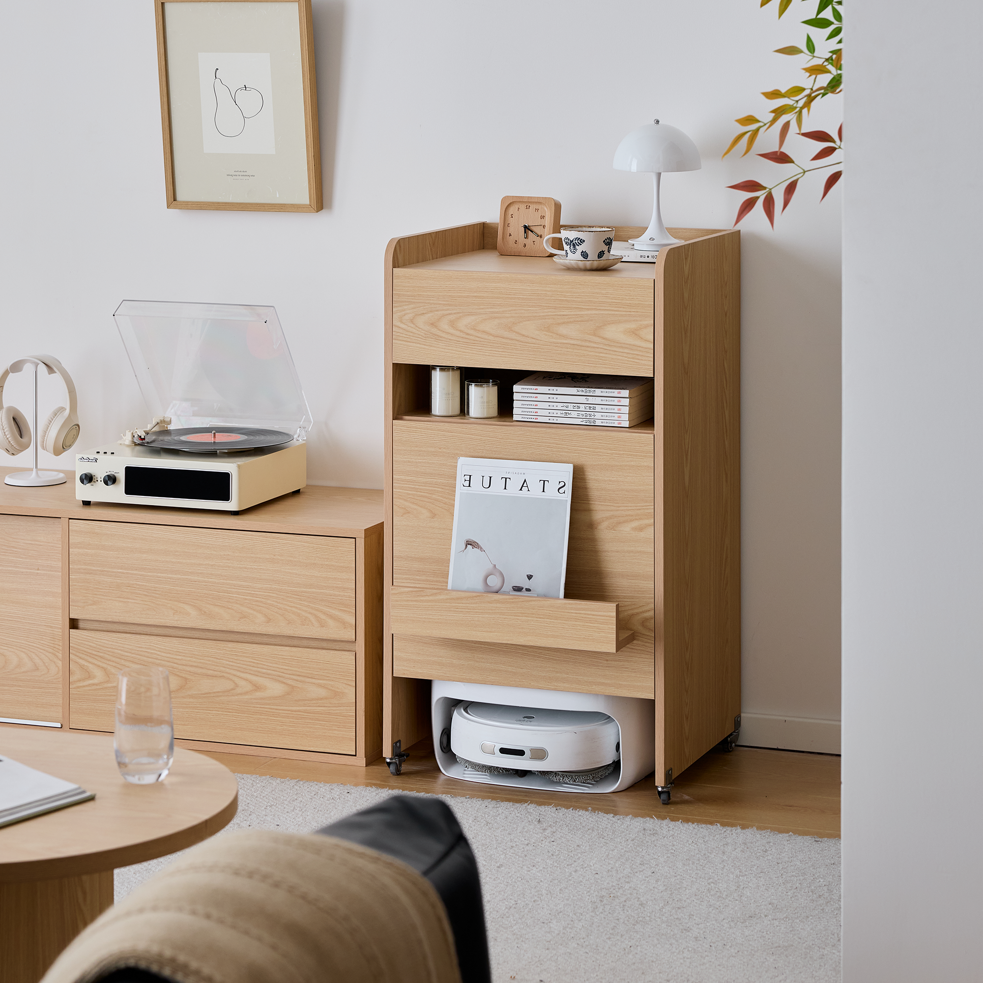 三又木实木扫地机器人柜客厅边柜家用置物柜卧室收纳柜餐边置物架,淘宝优惠券,粉丝福利购,淘宝优惠卷