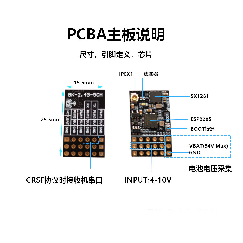 BAYCK 贝壳 ELRS 5CH PWM接收机 2.4GHz 航模固定翼 FPV 电压回 - 图0