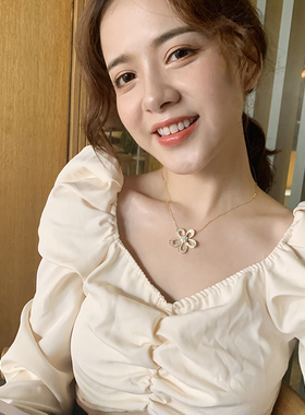 满钻五瓣花朵小香风新款爆款项链