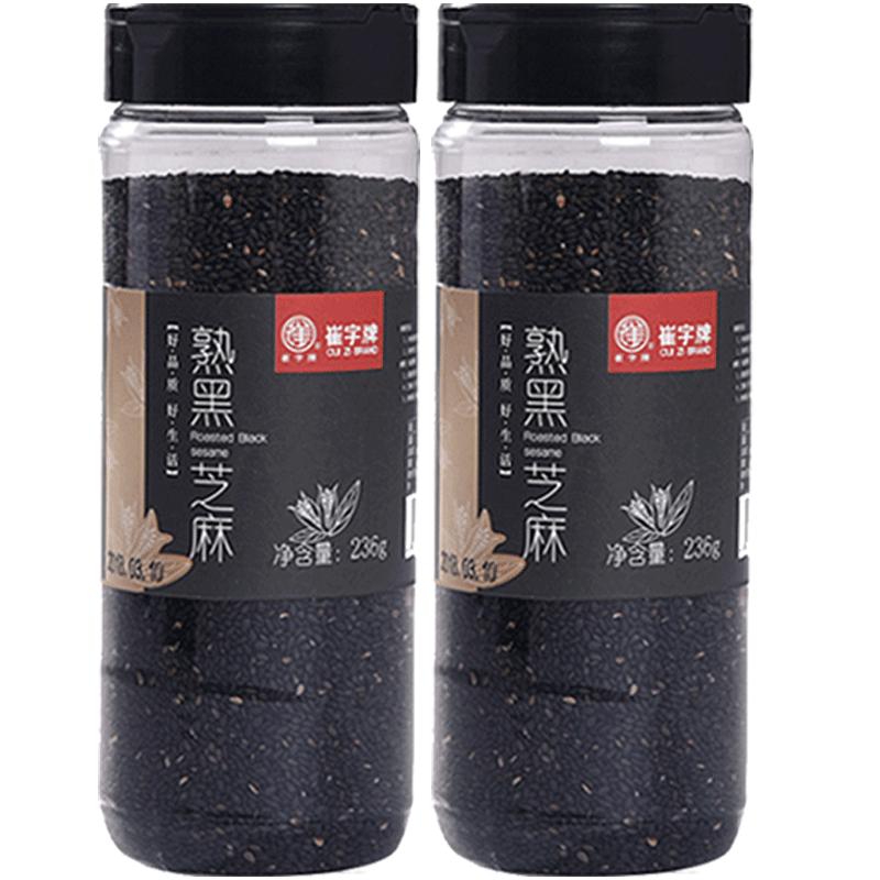 鲁产名品中华老字号崔字牌熟黑芝麻粒236g*2粗粮杂粮干吃即食批发 - 图3