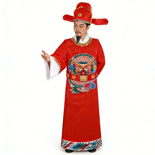 状元服纸衣长袍文昌帝君仙衣纸袍金榜题名中考高考供奉大红色龙袍 - 图0