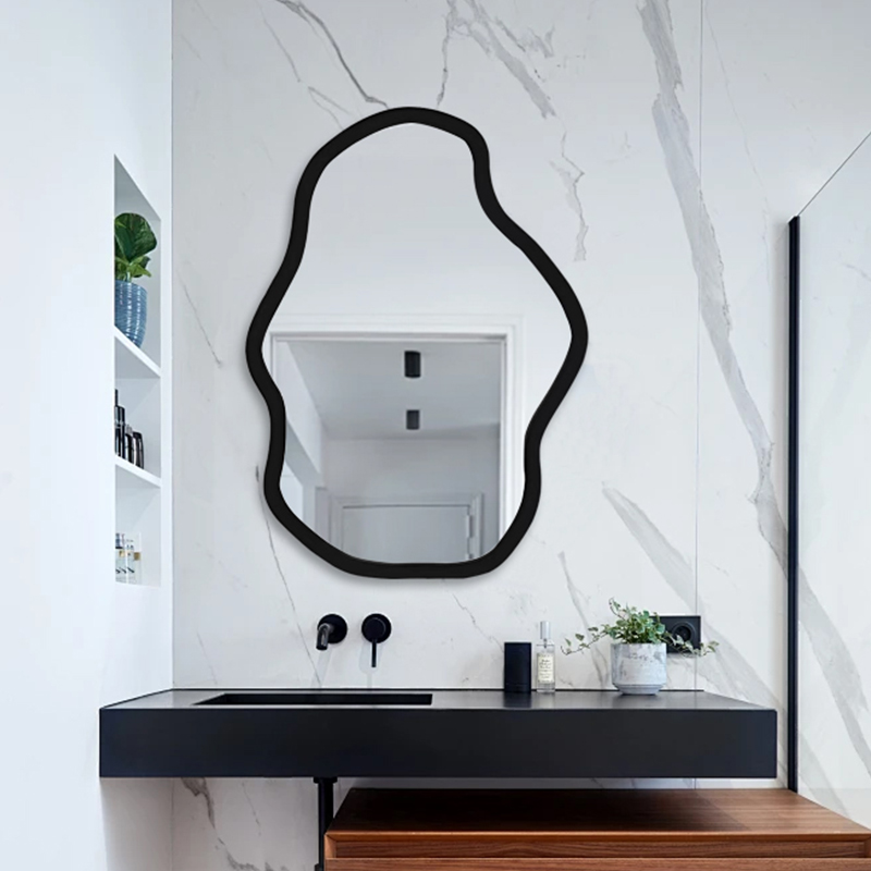 北欧不规则镜子艺术卫生间浴室镜壁挂异形化妆镜LED灯智能装饰镜 - 图0